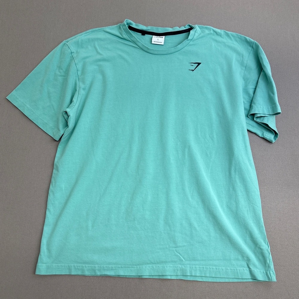 Gymshark Mens Large Teal Green Short Sleeve Logo Graphic T-Shirt A1A3E